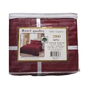 Super Soft 2800 Series King Sheet Set 4pc 100% Organic Burgundy Deep Pocket NWT